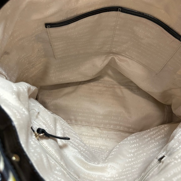 Kate Spade Bon Shopper Tote Flicker Fabric Yellow Black Print Shoulder Bag - Picture 14 of 16